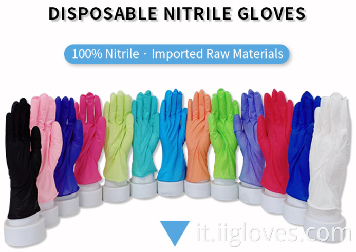 Guanti di nitrile viola in polvere rivestiti a buon mercato e di alta qualità